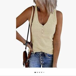 Merokeety Apricot (pale yellow) Fitted Sleeveless Tank Top.